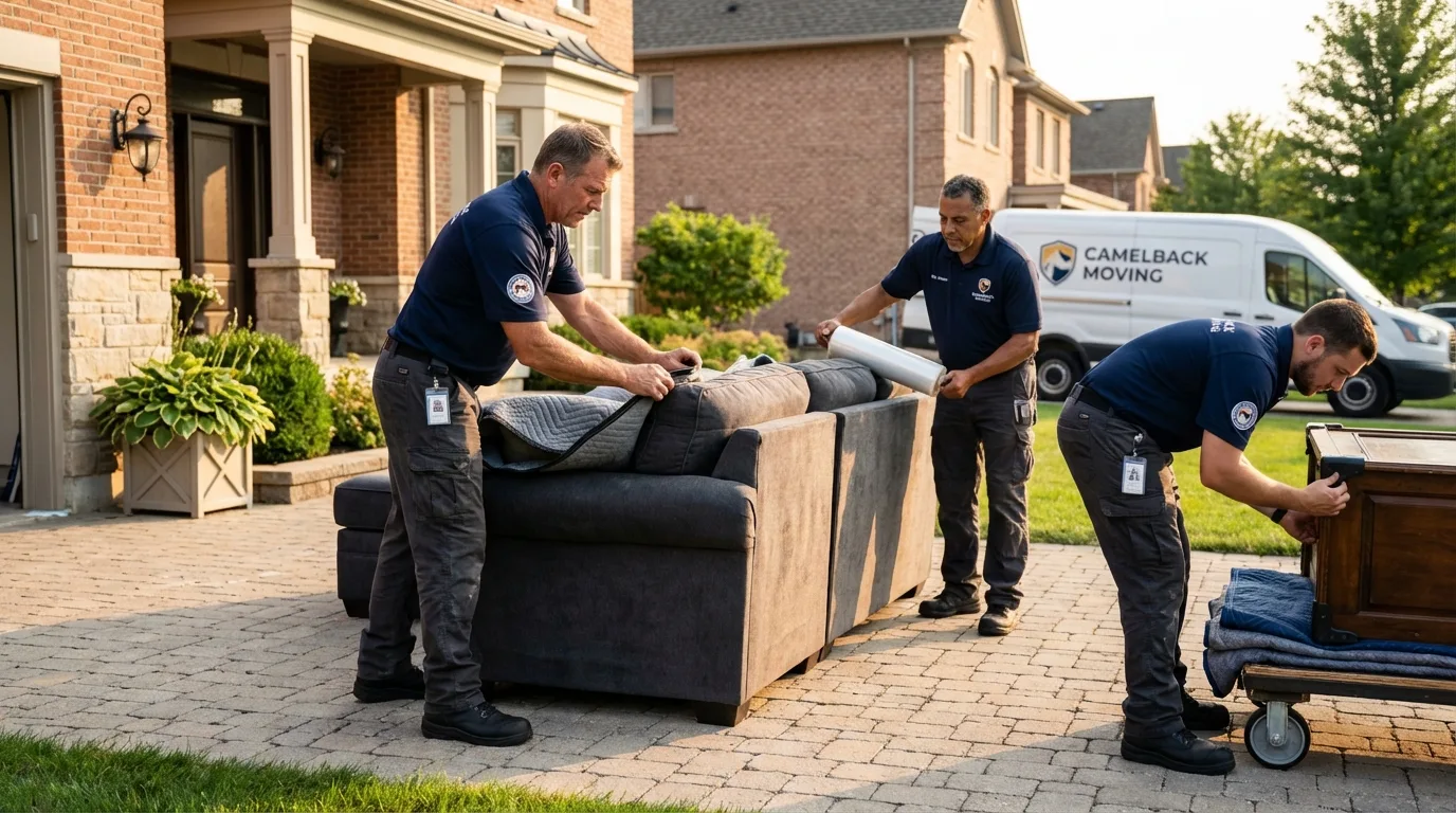 Large estate moving crew wrapping furniture in Jonestown, PA