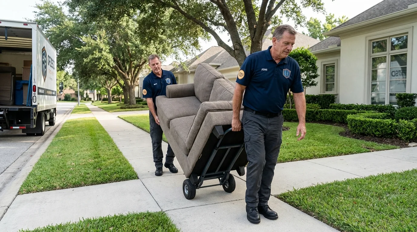 Local residential moving crew loading furniture in Jonestown, PA